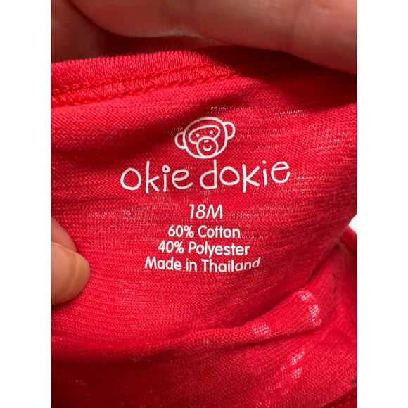 Okie Dokie Girls‎ Tank Top Sz 18 Mo Red White & Cute Stars Slub Knit Glitter NEW - Picture 5 of 5